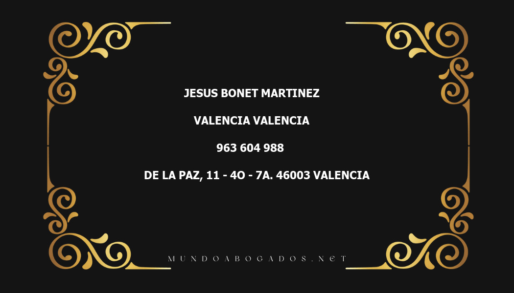 abogado Jesus Bonet Martinez en la localidad de Valencia