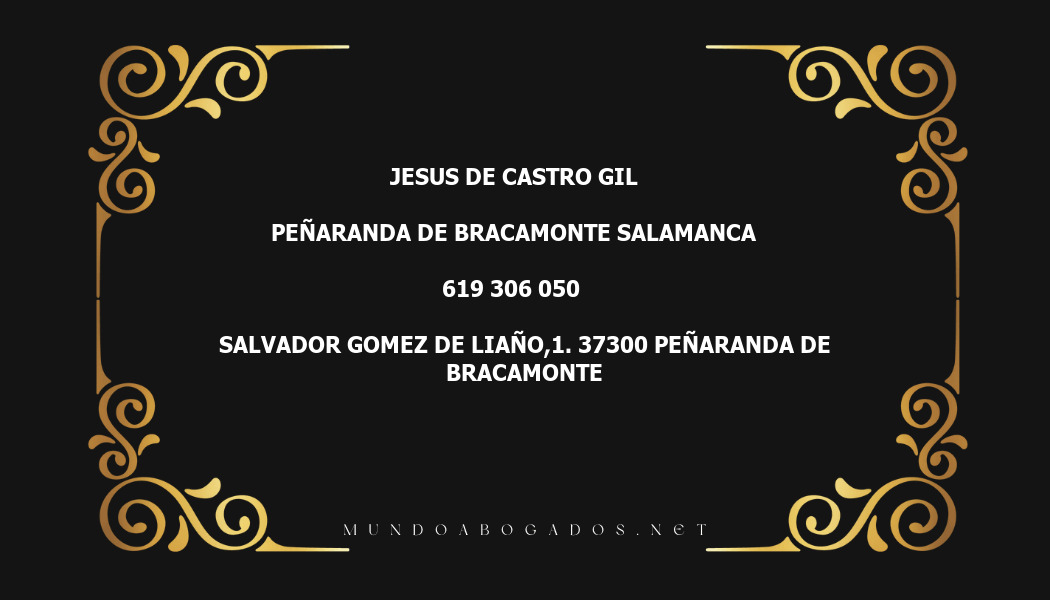 abogado Jesus De Castro Gil en la localidad de Peñaranda de Bracamonte