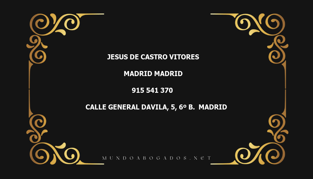 abogado Jesus De Castro Vitores en la localidad de Madrid