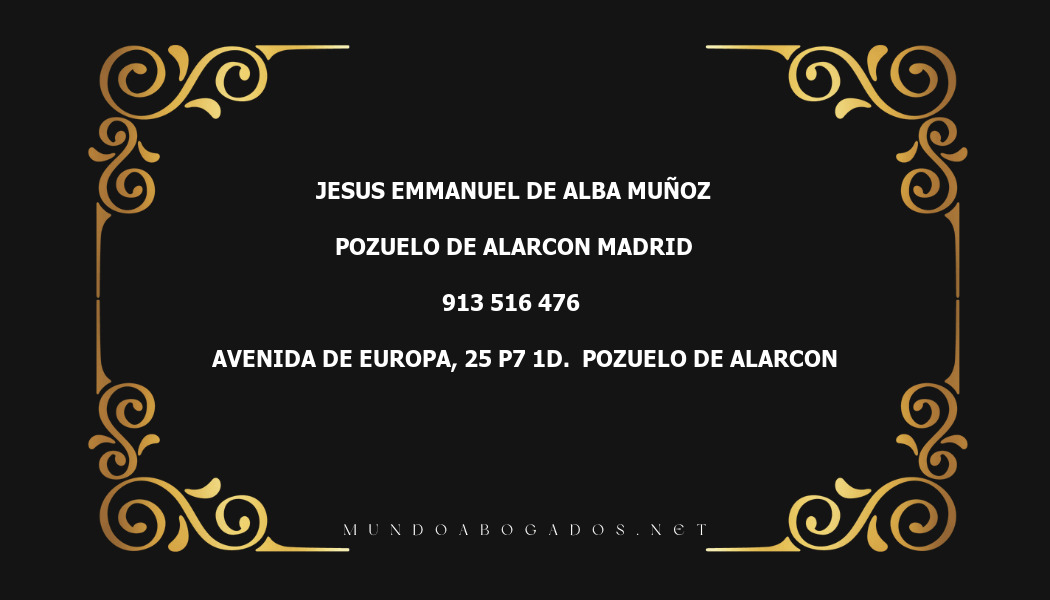 abogado Jesus Emmanuel De Alba Muñoz en la localidad de Pozuelo de Alarcon