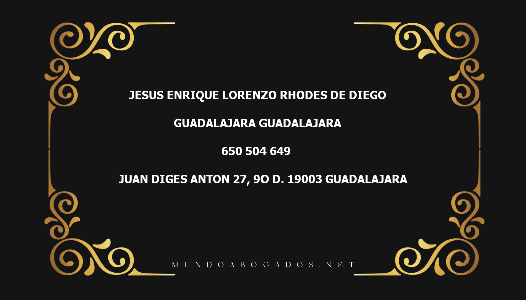 abogado Jesus Enrique Lorenzo Rhodes De Diego en la localidad de Guadalajara