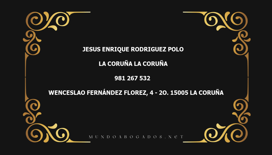 abogado Jesus Enrique Rodriguez Polo en la localidad de La Coruña