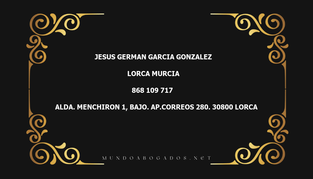 abogado Jesus German Garcia Gonzalez en la localidad de Lorca