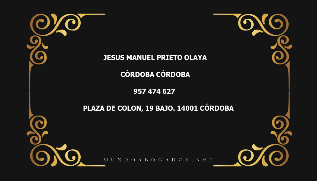 abogado Jesus Manuel Prieto Olaya en la localidad de Córdoba