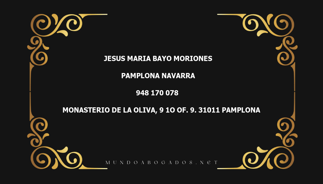 abogado Jesus Maria Bayo Moriones en la localidad de Pamplona