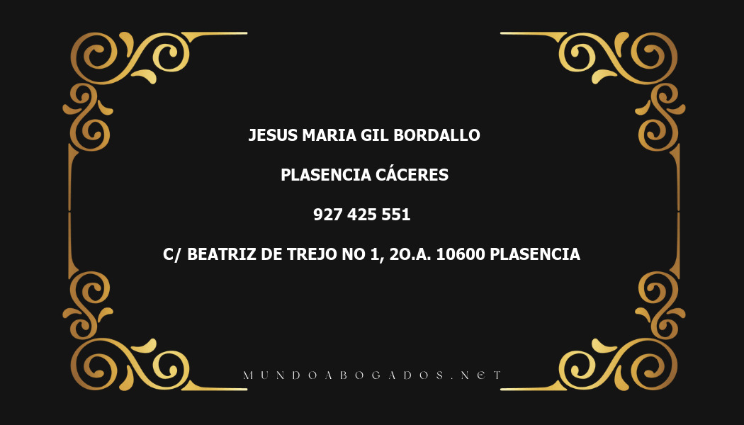 abogado Jesus Maria Gil Bordallo en la localidad de Plasencia