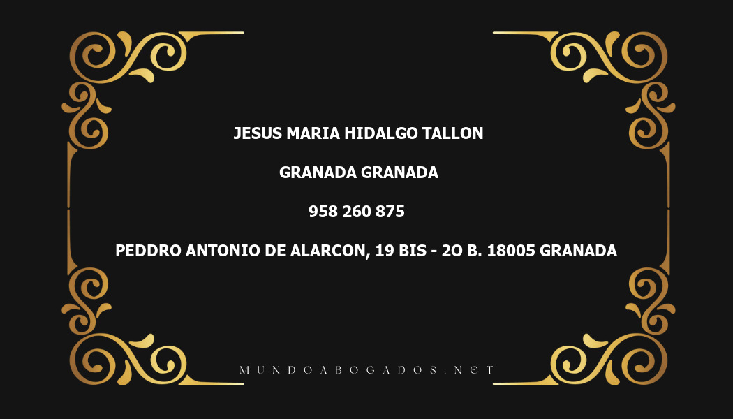 abogado Jesus Maria Hidalgo Tallon en la localidad de Granada