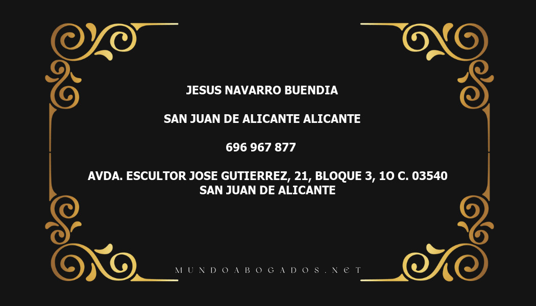 abogado Jesus Navarro Buendia en la localidad de San Juan de Alicante