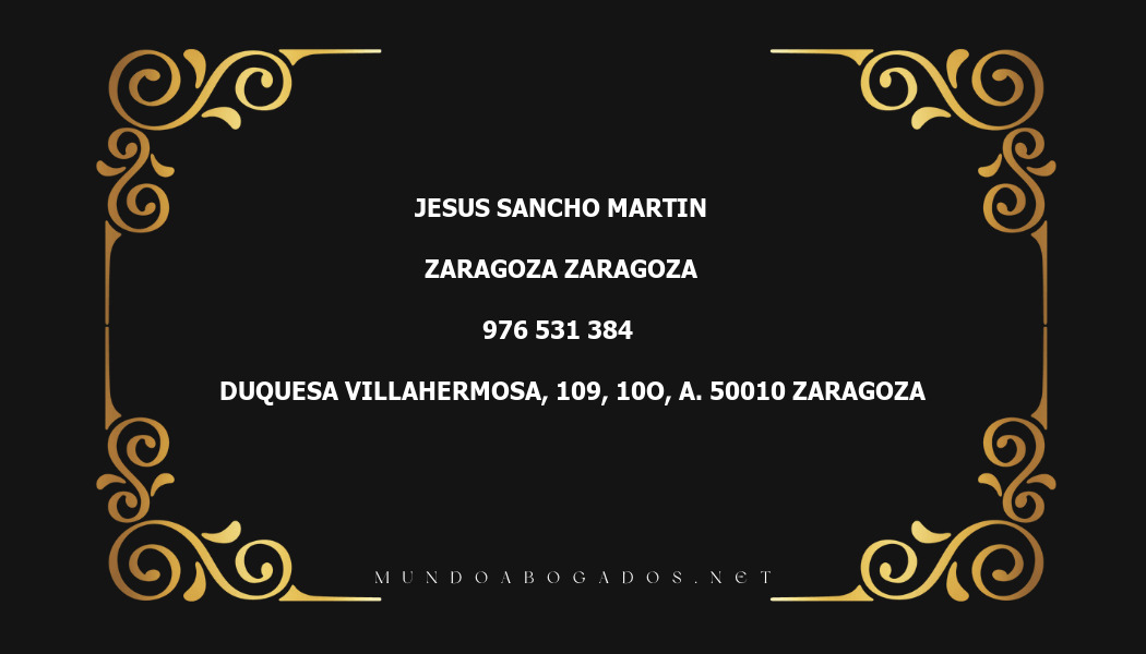 abogado Jesus Sancho Martin en la localidad de Zaragoza