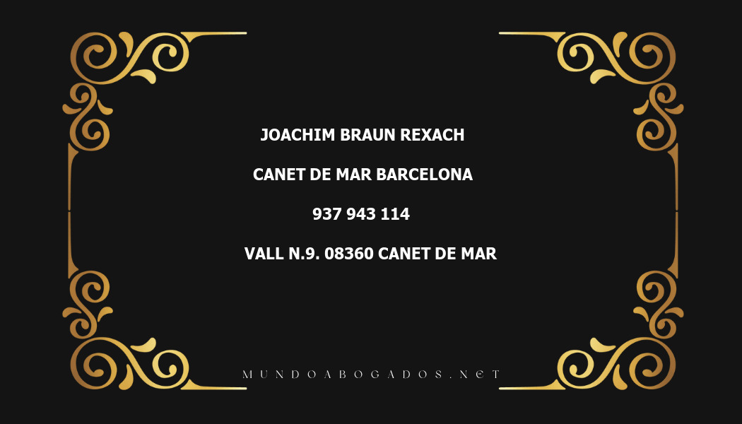 abogado Joachim Braun Rexach en la localidad de Canet de Mar