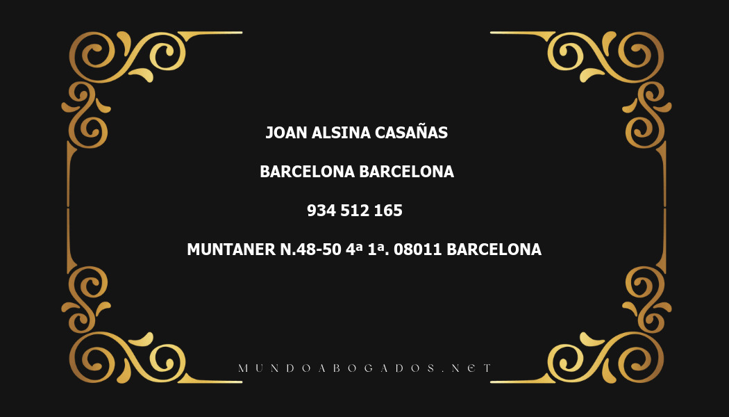 abogado Joan Alsina Casañas en la localidad de Barcelona