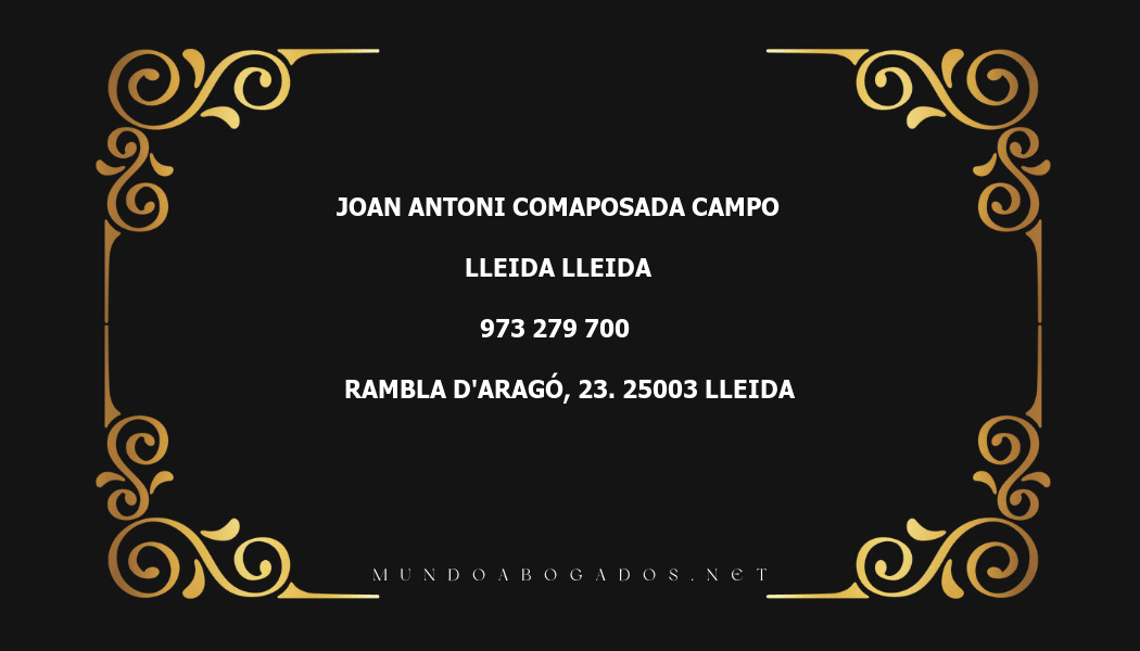 abogado Joan Antoni Comaposada Campo en la localidad de Lleida