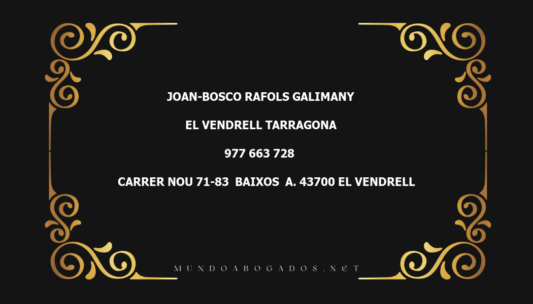 abogado Joan-Bosco Rafols Galimany en la localidad de El Vendrell