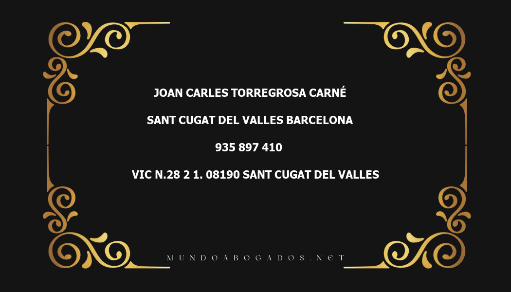 abogado Joan Carles Torregrosa Carné en la localidad de Sant Cugat del Valles