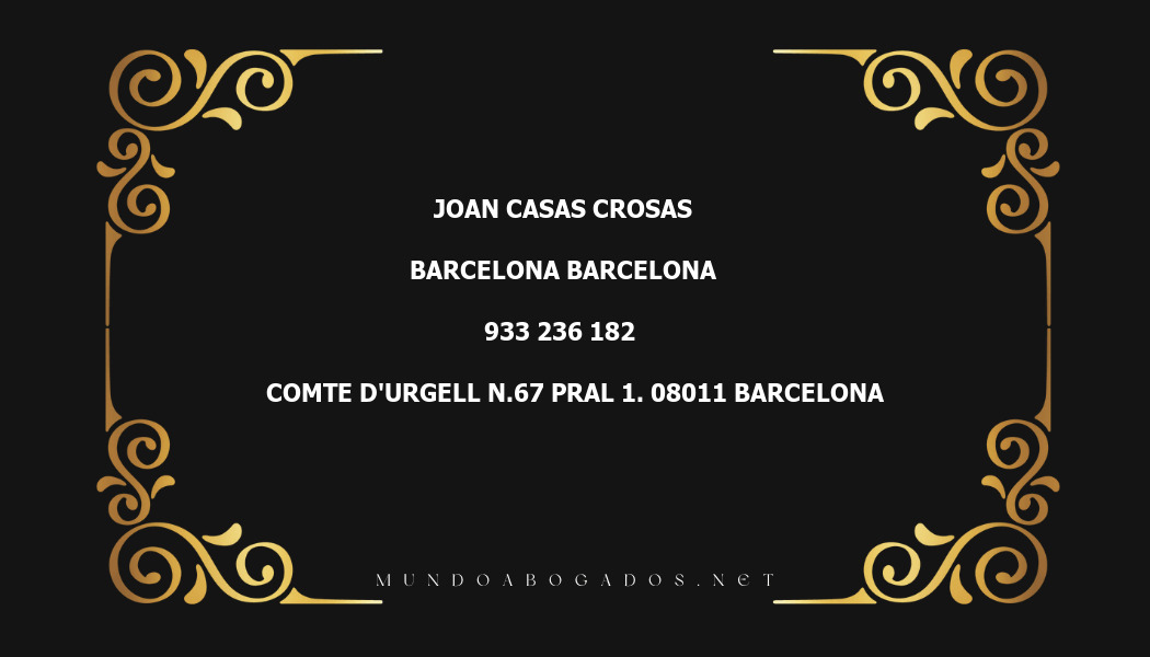 abogado Joan Casas Crosas en la localidad de Barcelona