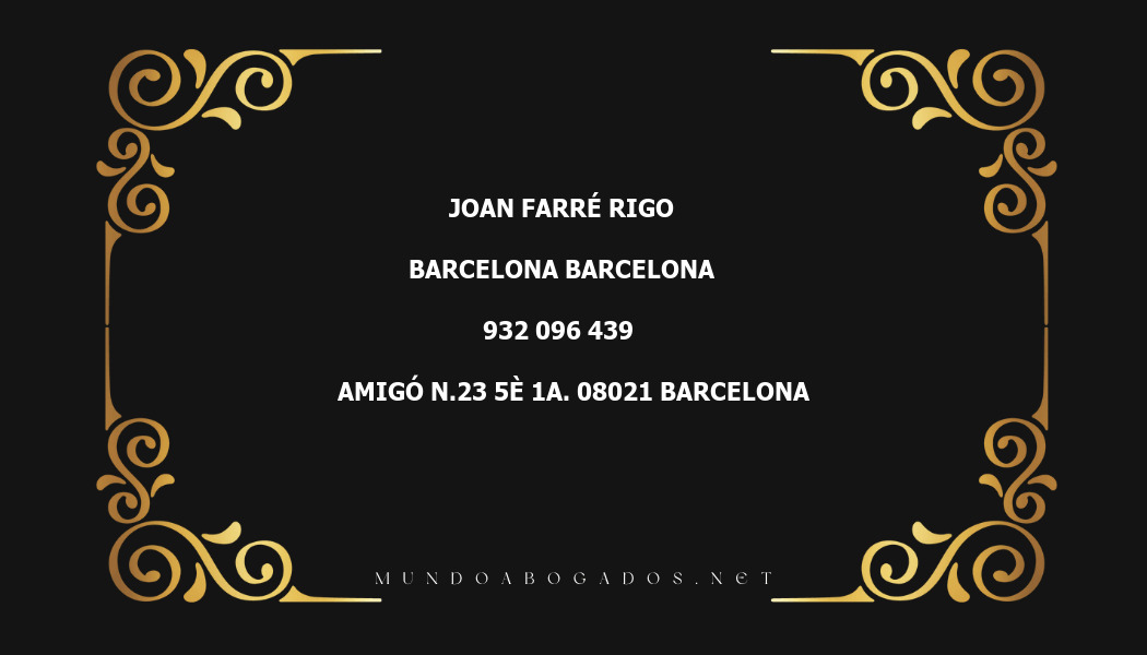 abogado Joan Farré Rigo en la localidad de Barcelona