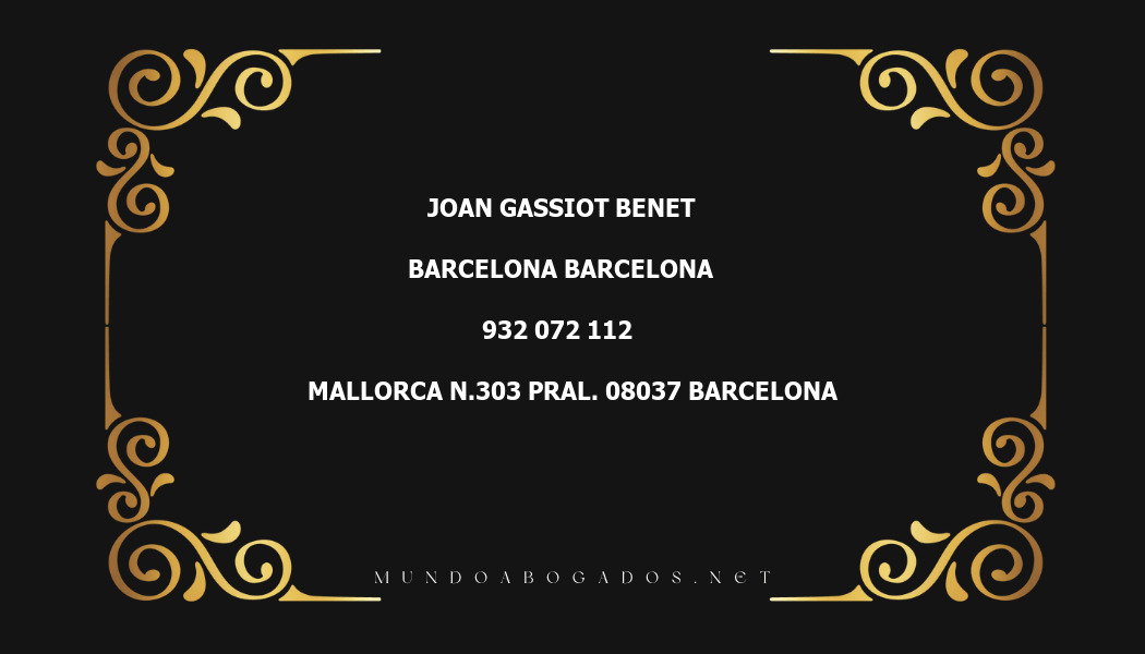 abogado Joan Gassiot Benet en la localidad de Barcelona