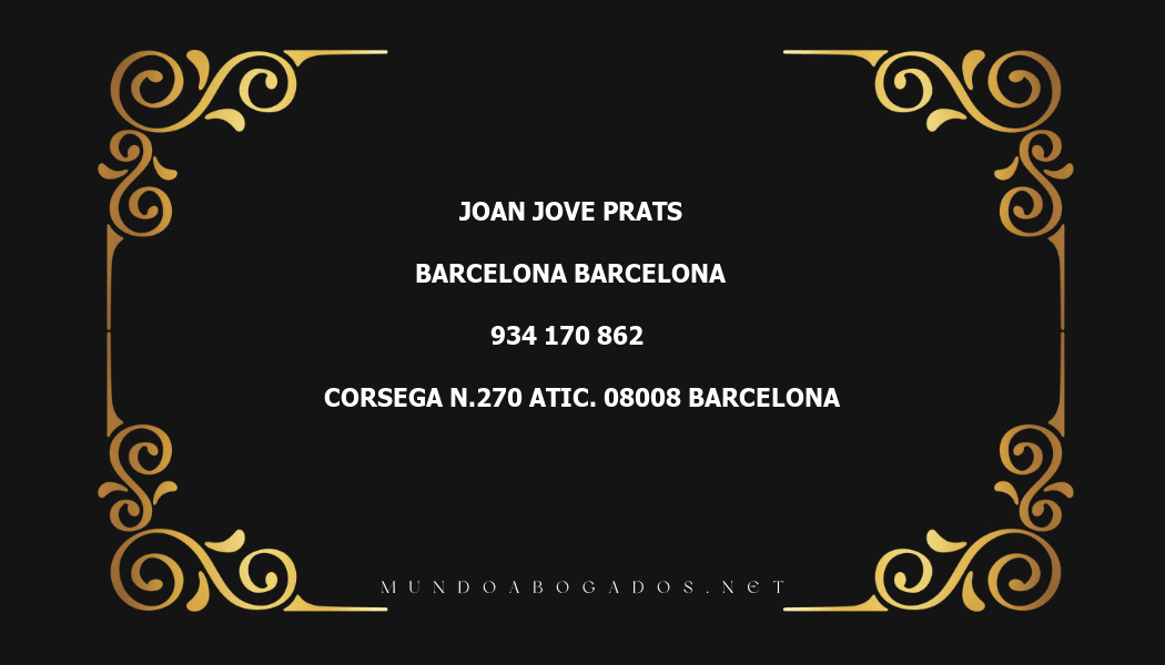 abogado Joan Jove Prats en la localidad de Barcelona