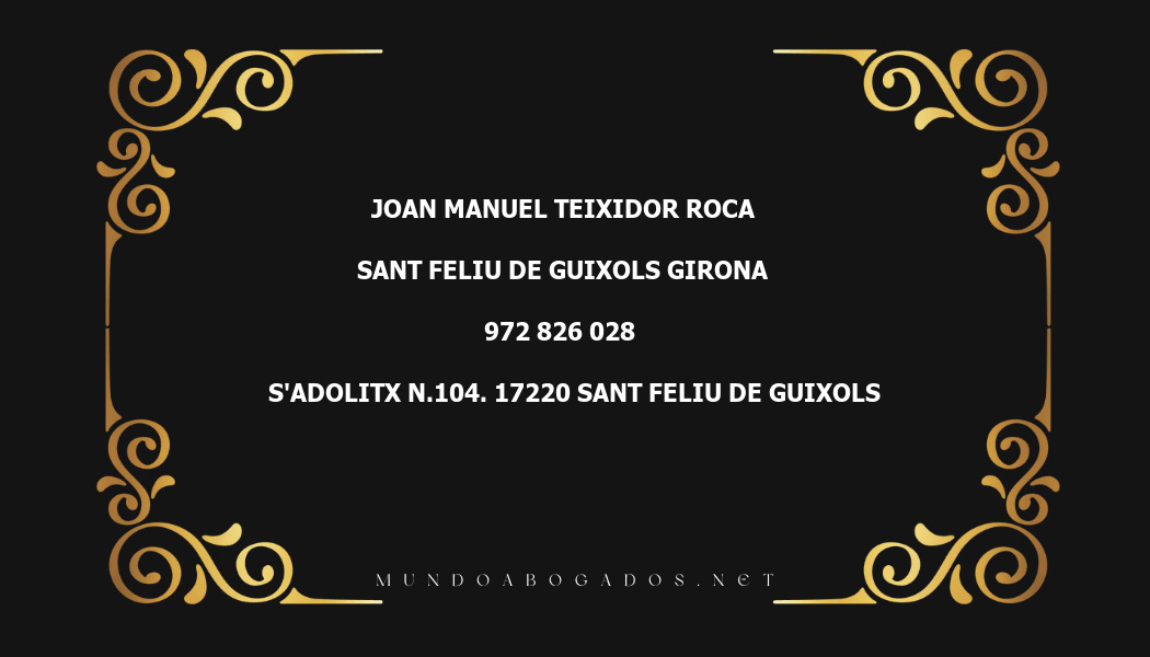 abogado Joan Manuel Teixidor Roca en la localidad de Sant Feliu de Guixols