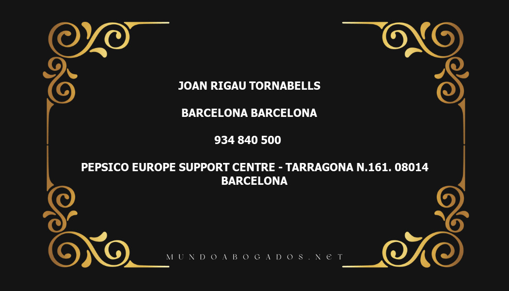 abogado Joan Rigau Tornabells en la localidad de Barcelona