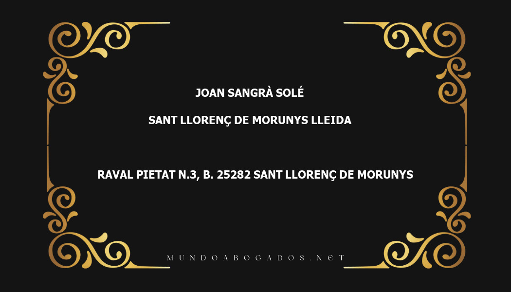 abogado Joan Sangrà Solé en la localidad de Sant Llorenç de Morunys