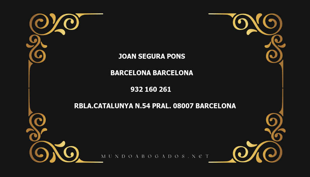 abogado Joan Segura Pons en la localidad de Barcelona