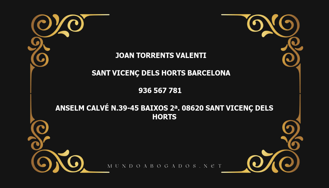 abogado Joan Torrents Valenti en la localidad de Sant Vicenç dels Horts