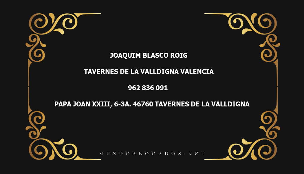 abogado Joaquim Blasco Roig en la localidad de Tavernes de la Valldigna