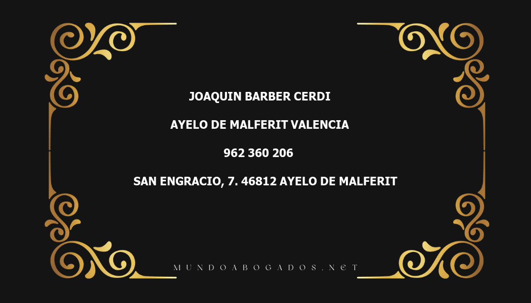 abogado Joaquin Barber Cerdi en la localidad de Ayelo de Malferit