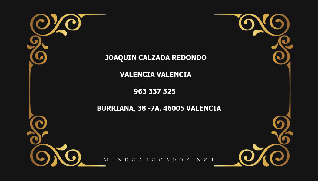 abogado Joaquin Calzada Redondo en la localidad de Valencia