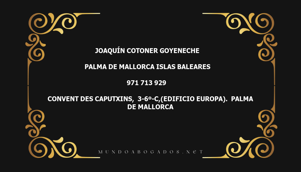 abogado Joaquín Cotoner Goyeneche en la localidad de Palma de Mallorca