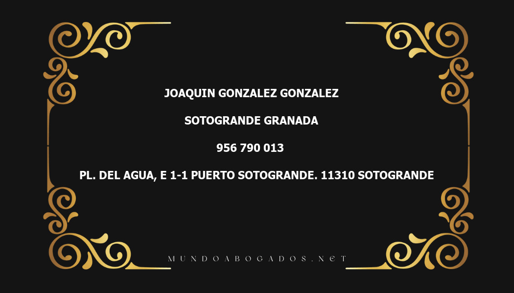 abogado Joaquin Gonzalez Gonzalez en la localidad de Sotogrande