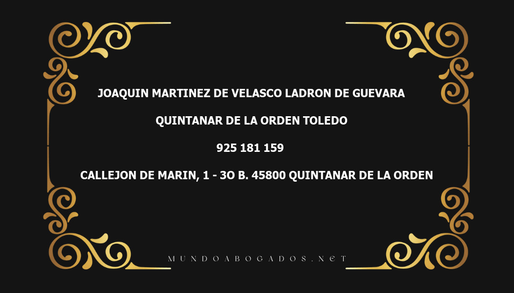 abogado Joaquin Martinez De Velasco Ladron De Guevara en la localidad de Quintanar de la Orden