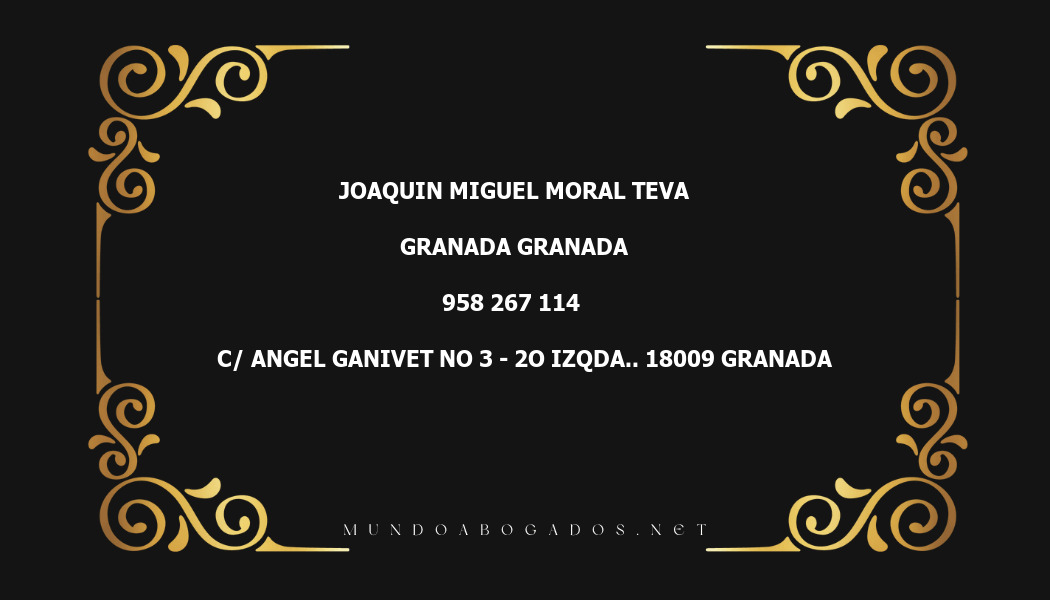 abogado Joaquin Miguel Moral Teva en la localidad de Granada