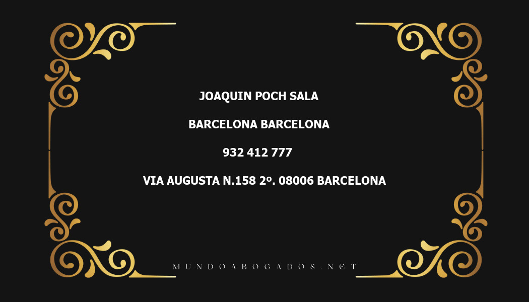 abogado Joaquin Poch Sala en la localidad de Barcelona