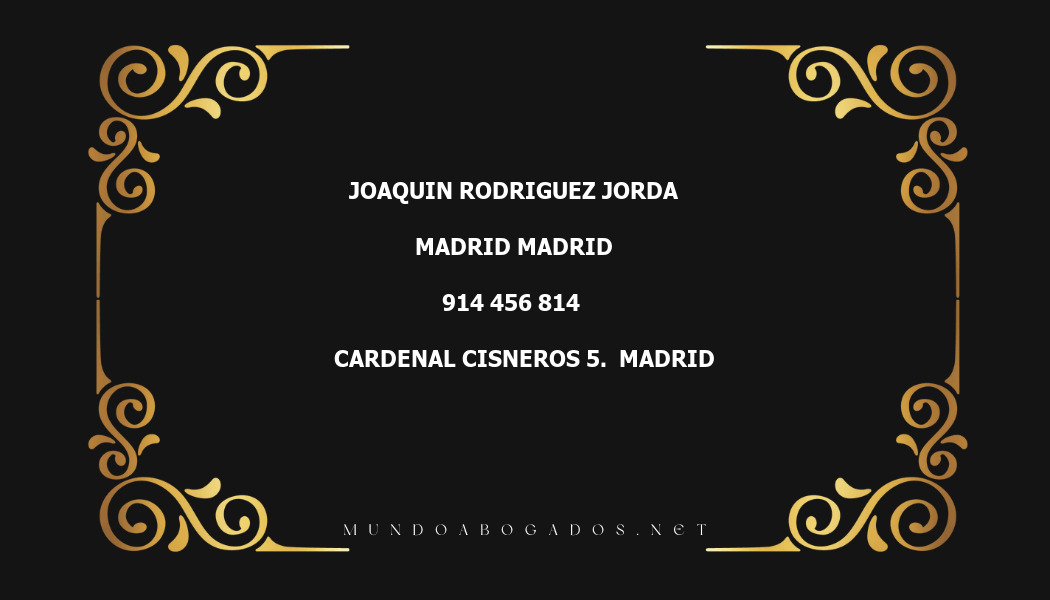 abogado Joaquin Rodriguez Jorda en la localidad de Madrid