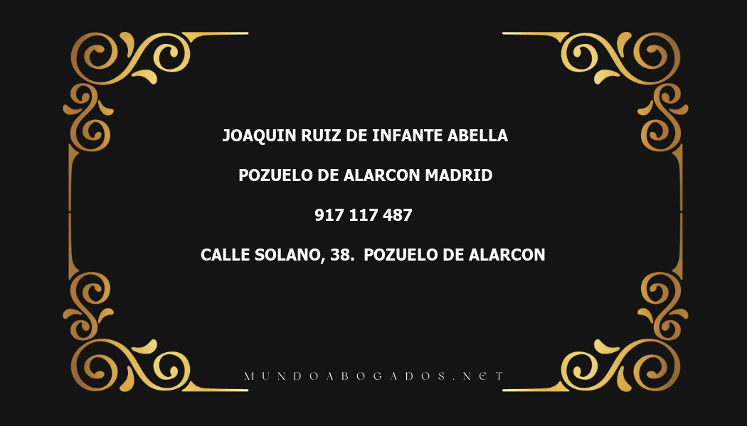 abogado Joaquin Ruiz De Infante Abella en la localidad de Pozuelo de Alarcon