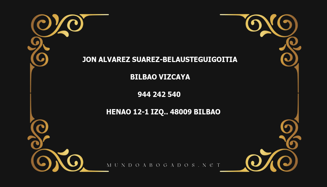 abogado Jon Alvarez Suarez-Belausteguigoitia en la localidad de Bilbao