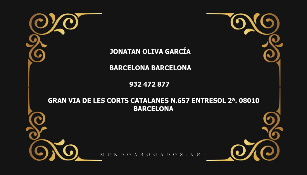 abogado Jonatan Oliva García en la localidad de Barcelona