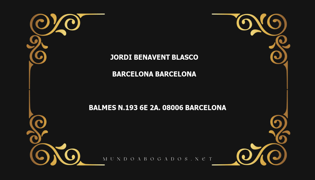 abogado Jordi Benavent Blasco en la localidad de Barcelona