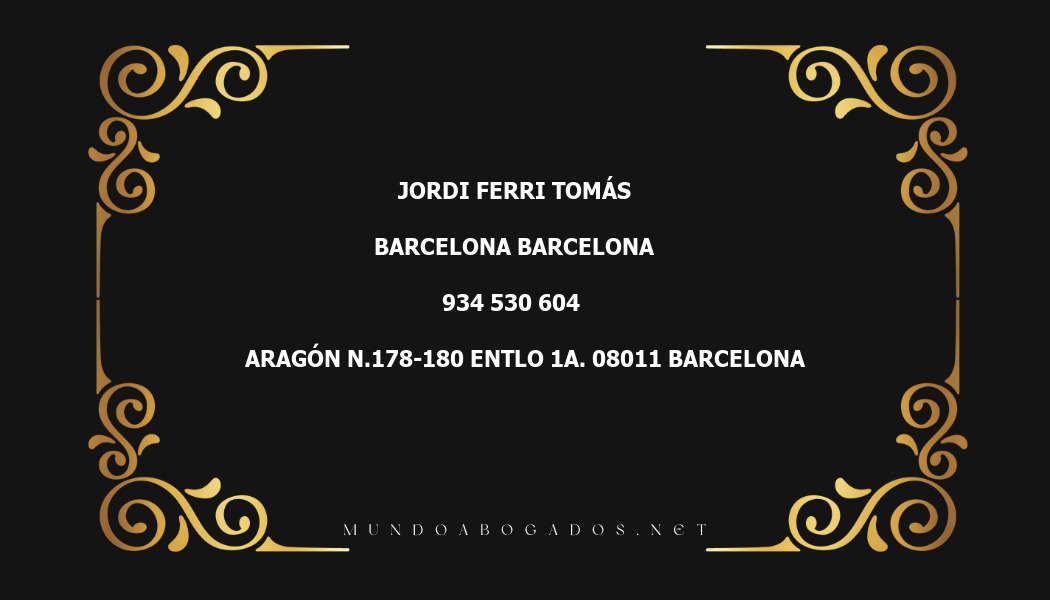 abogado Jordi Ferri Tomás en la localidad de Barcelona