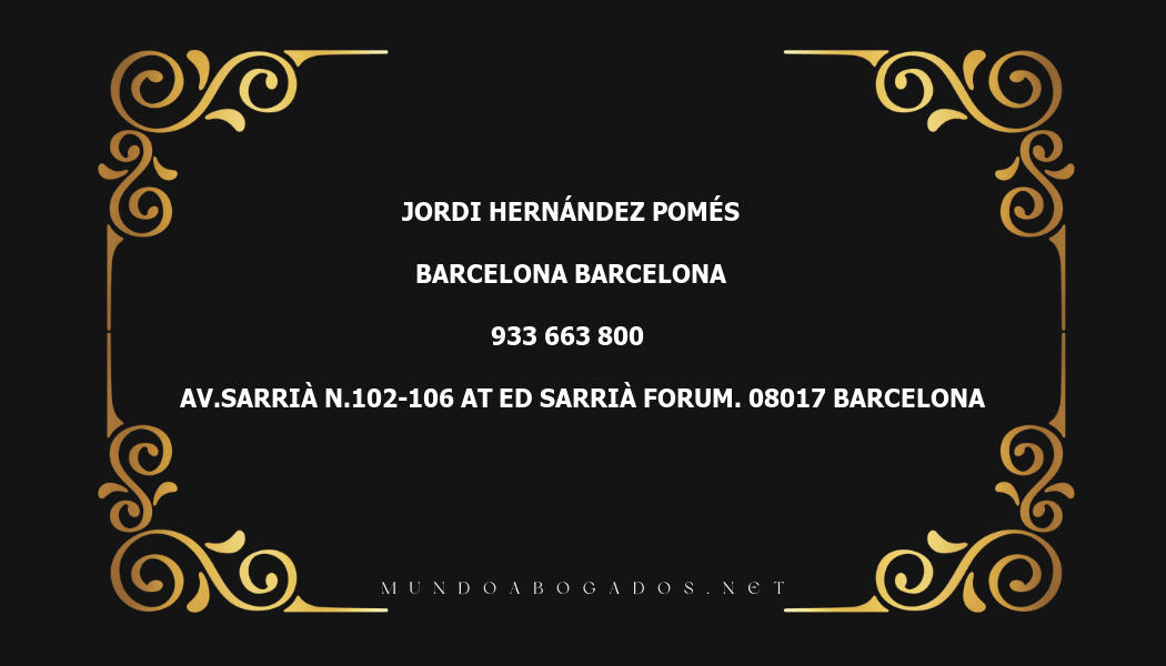 abogado Jordi Hernández Pomés en la localidad de Barcelona