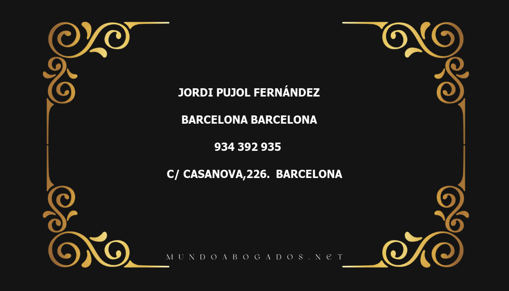 abogado Jordi Pujol Fernández en la localidad de Barcelona