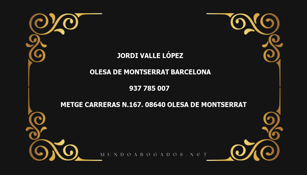 abogado Jordi Valle López en la localidad de Olesa de Montserrat