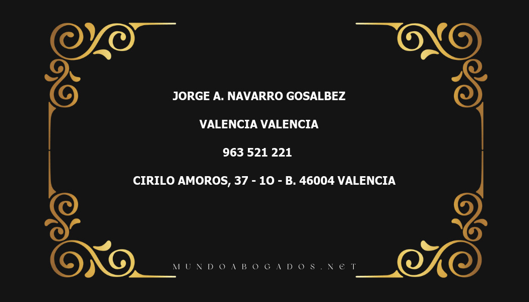 abogado Jorge A. Navarro Gosalbez en la localidad de Valencia