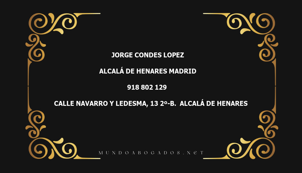 abogado Jorge Condes Lopez en la localidad de Alcalá de Henares