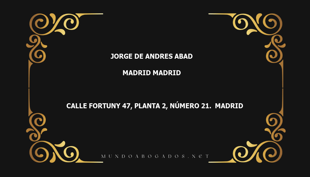 abogado Jorge De Andres Abad en la localidad de Madrid