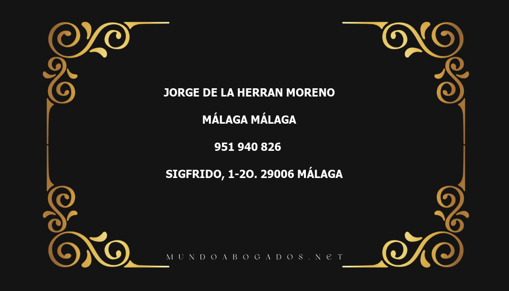 abogado Jorge De La Herran Moreno en la localidad de Málaga