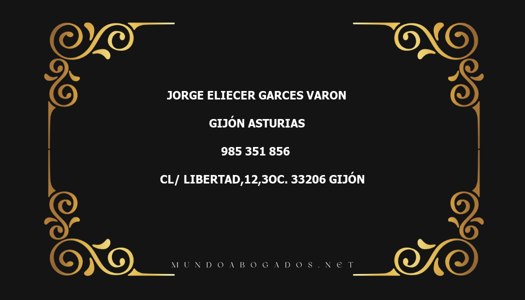 abogado Jorge Eliecer Garces Varon en la localidad de Gijón