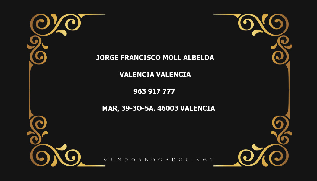 abogado Jorge Francisco Moll Albelda en la localidad de Valencia